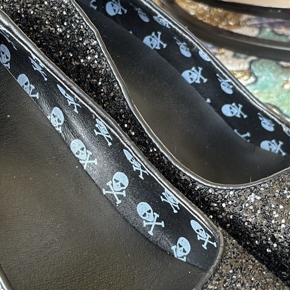 Brand New Lamoda My Love Glitter Heels Pointed Toe Heart Shaped Block Heels - Picture 13 of 16